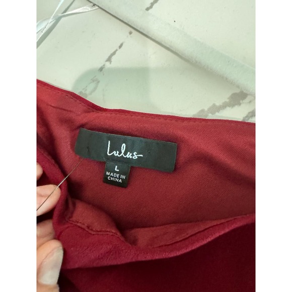 NWT Lulus So Flirty Dark‎ Magenta One-Shoulder Cutout Asymmetrical Dress Large - Picture 7 of 10